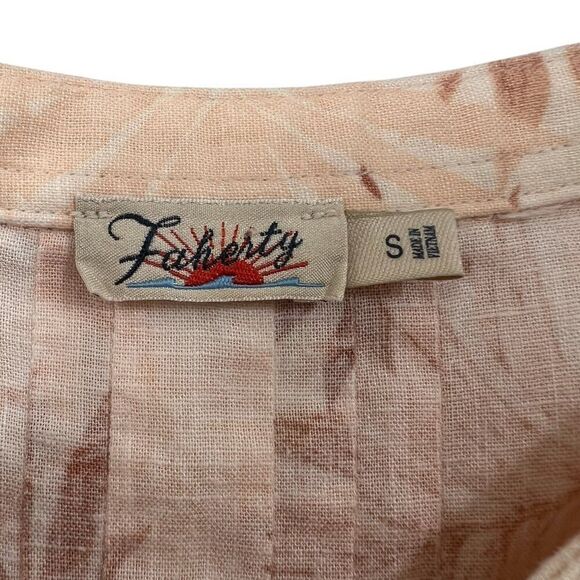 Faherty Gemina Peach Palm Print Dress Linen Blend Size Small - Picture 6 of 11